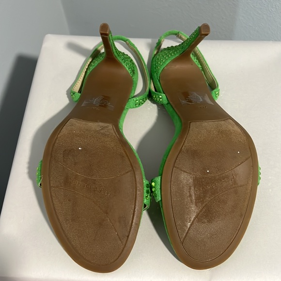 New Marc Fisher Betila Rhinestone Embellished Green Slingback Sandal Heels - Picture 5 of 12
